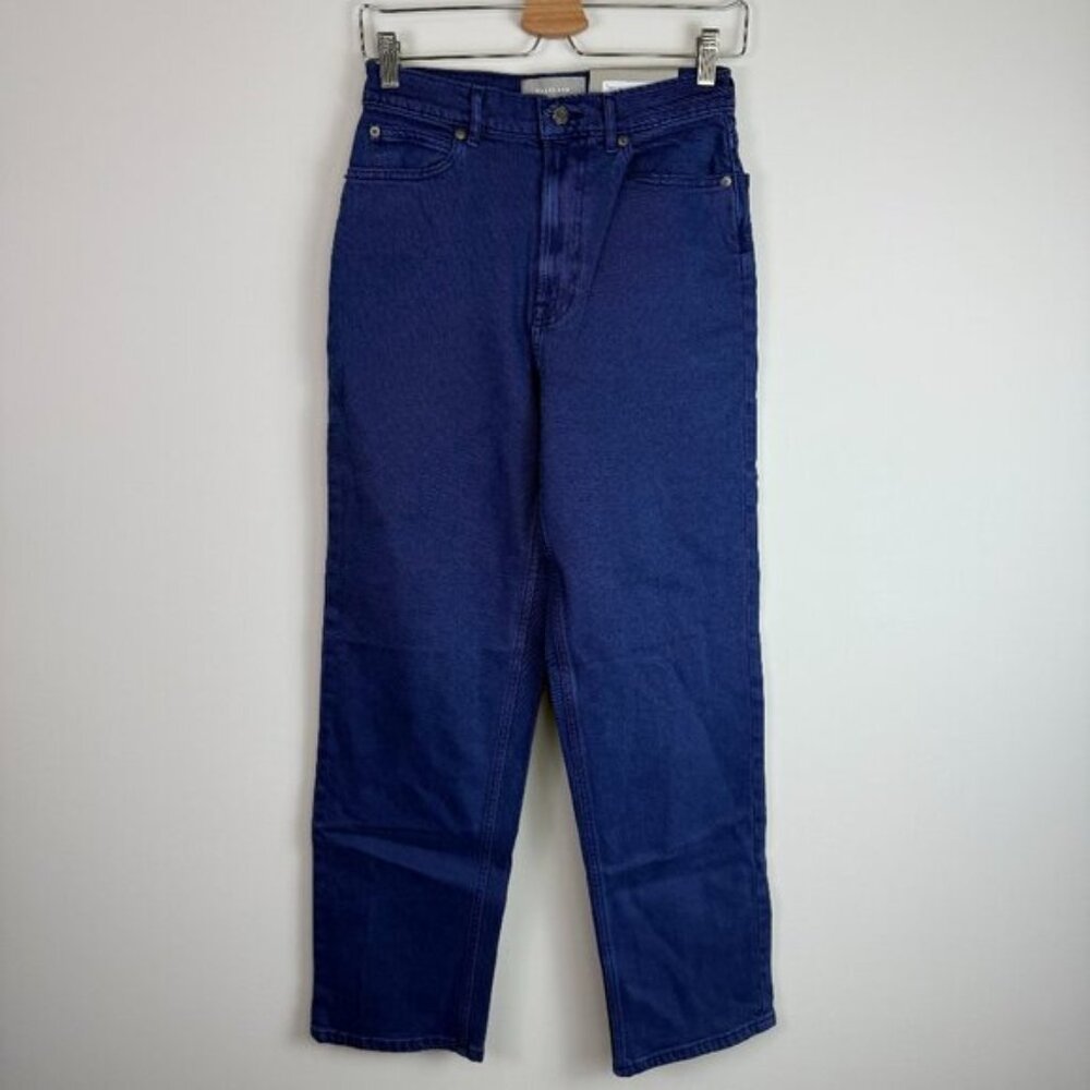 Everlane The Way High Straight Leg Organic Cotton Jean Coal Blue Tall 27T